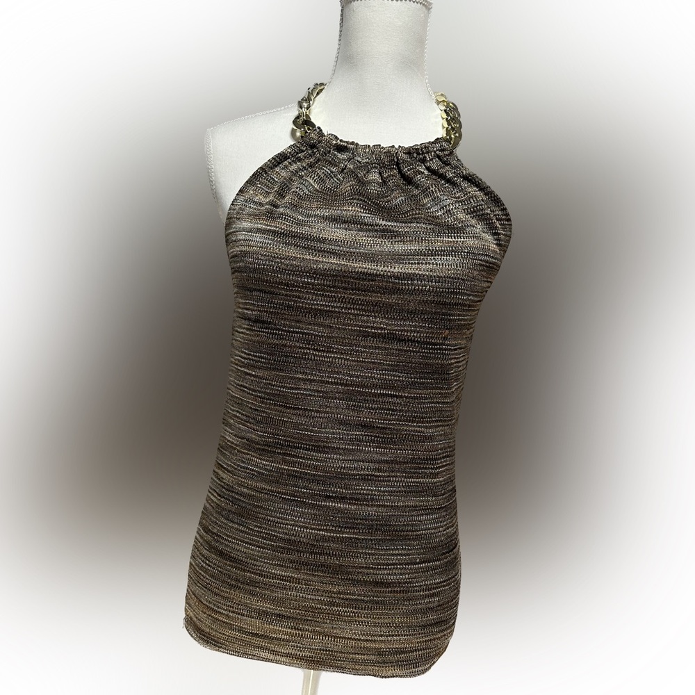 Cache Size M backless top with adjustable chain neckline. - Picture 2 of 8